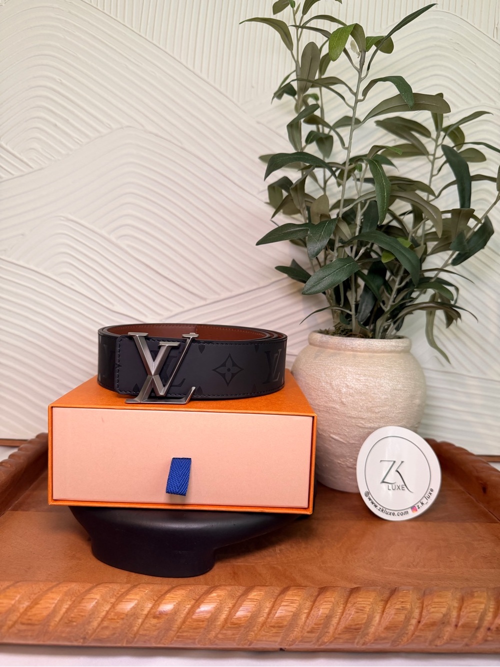 Louis Vuitton Black Monogram LV Buckle Leather Belt